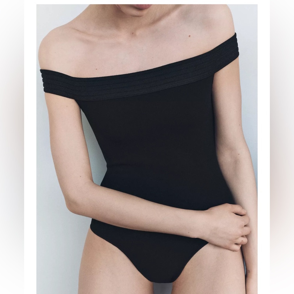 Zara Off-Shoulder Black Bodysuit - Picture 4 of 8
